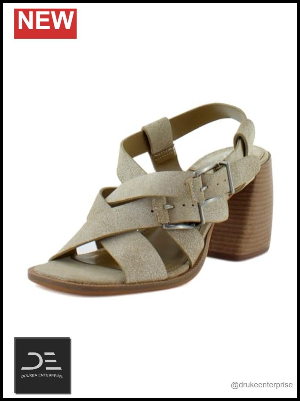 Women's Heeled Sandals Stacked Heel Open Toe Ankle Strap Suede Cage Sandals